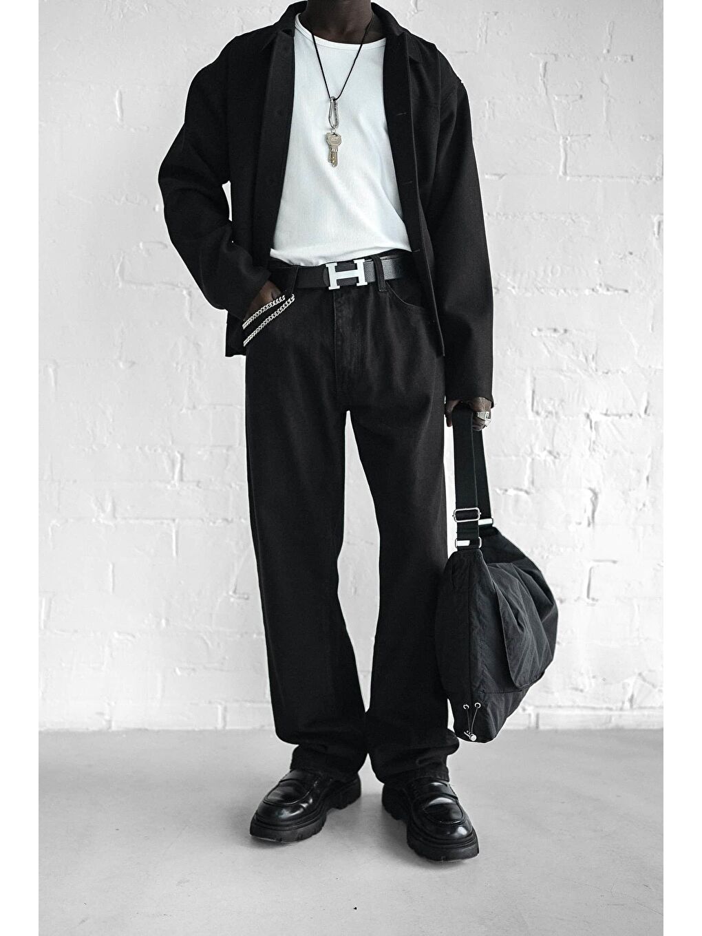 Erkek Baggy Fit Jean Siyah-3