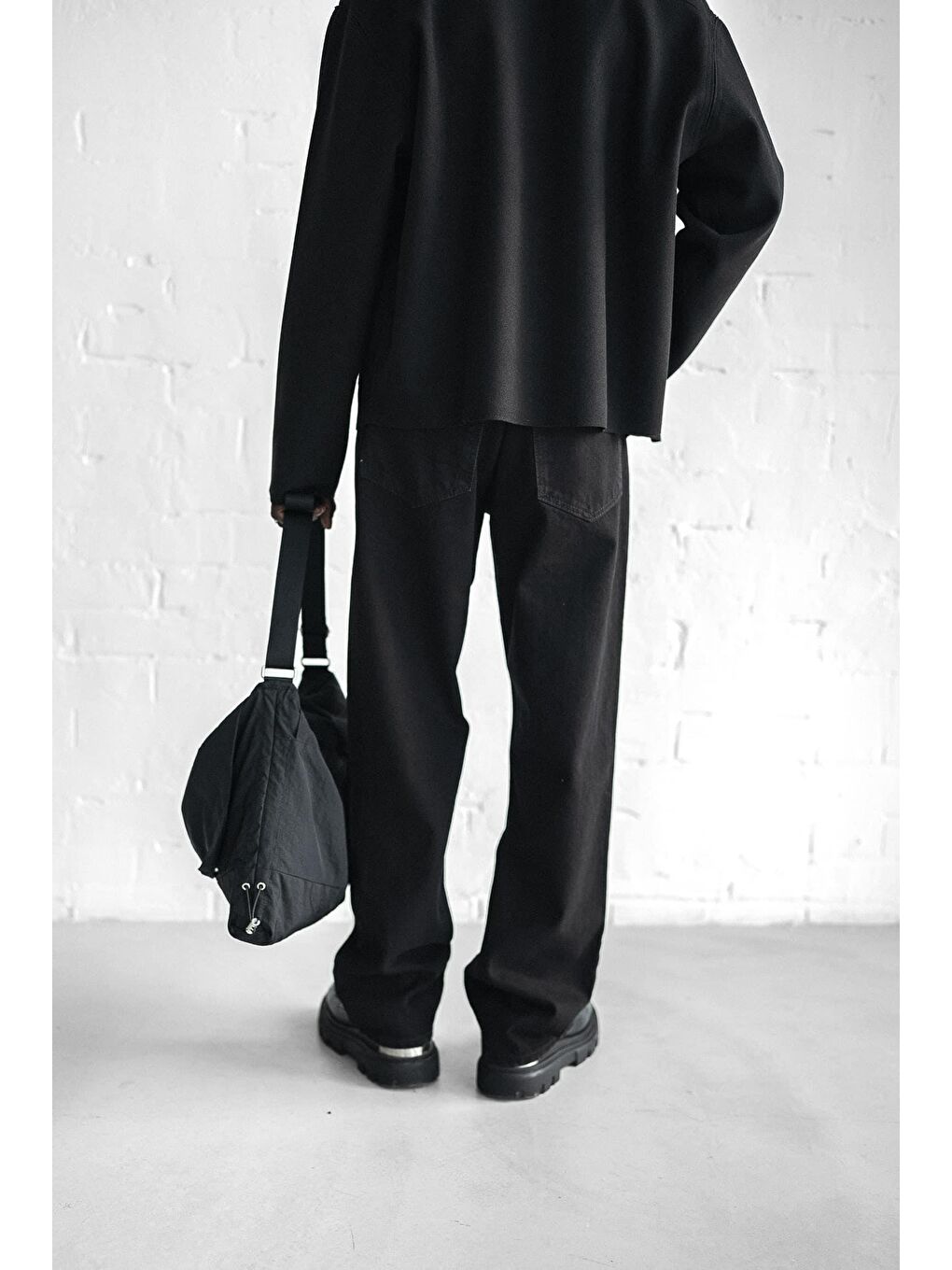 Erkek Baggy Fit Jean Siyah-4