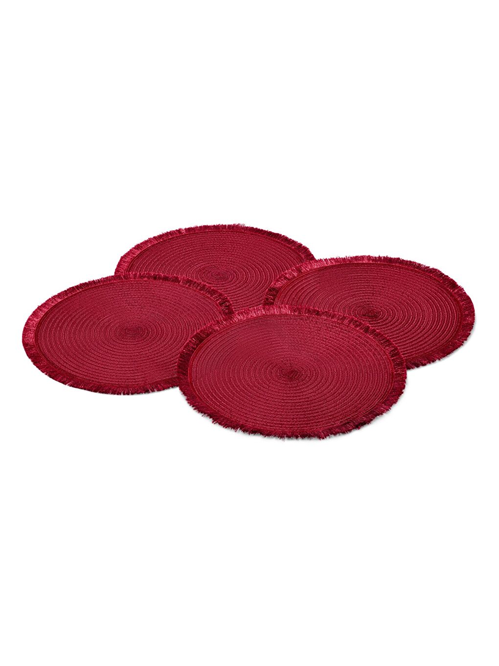 Renksiz Amerikan Servis, 4 Adet, Yuvarlak, Kırmızı-1