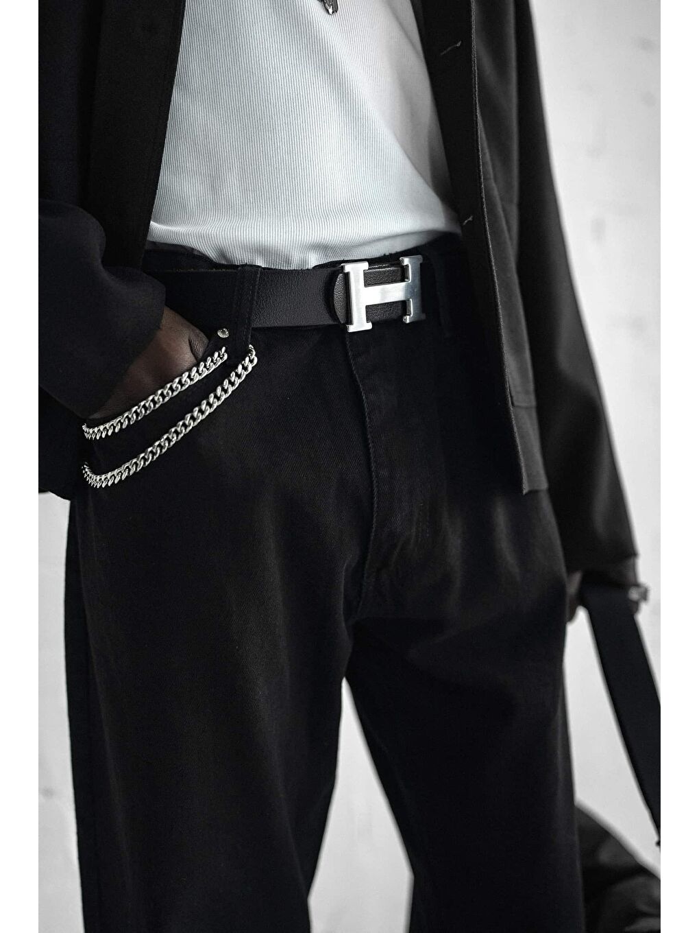 Erkek Baggy Fit Jean Siyah-5