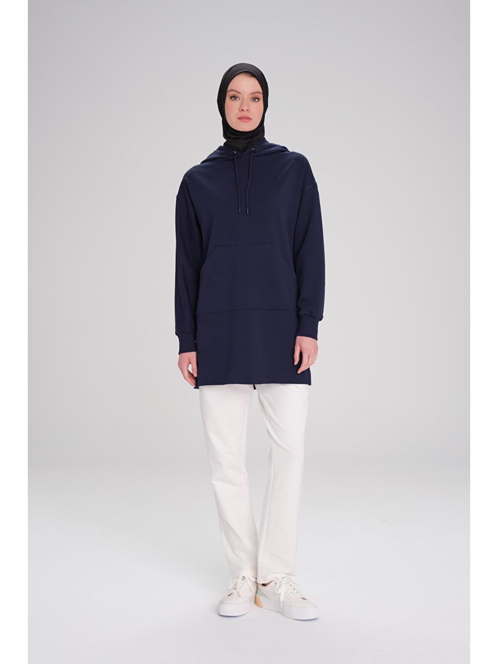 Yumuşak Dokulu Kapüşonlu Lacivert Basic Günlük Sweatshirt Act 23-2