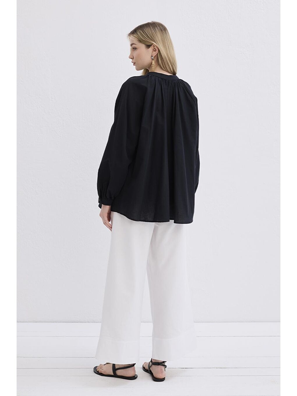 Flam Keten Gömlek Siyah-3