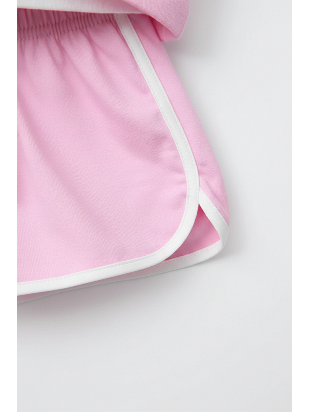 Kız Çocuk Pamuklu Pembe Baskılı T-shirt Ve Şort Takım - Kontrast Şerit Detaylı-4