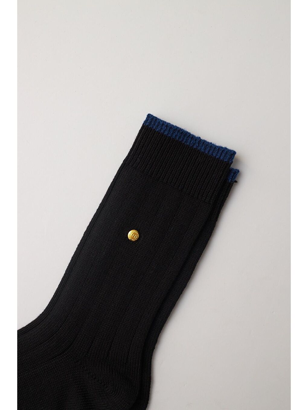 Erkek Zımbalı Ekose Soket Çorap Siyah-Lacivert-1
