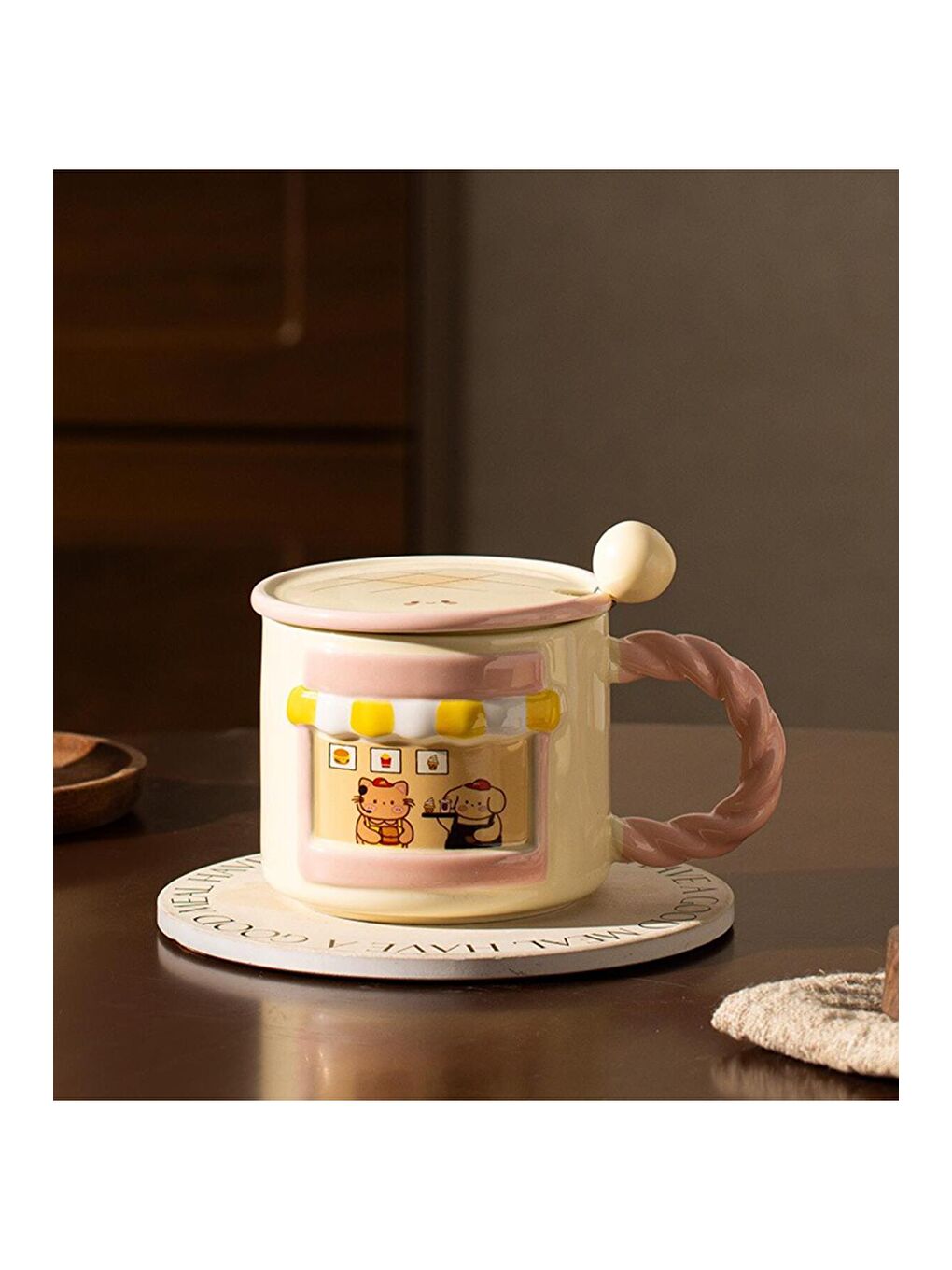 Karışık Kahve Sokağı Temalı Seramik Kupa-2