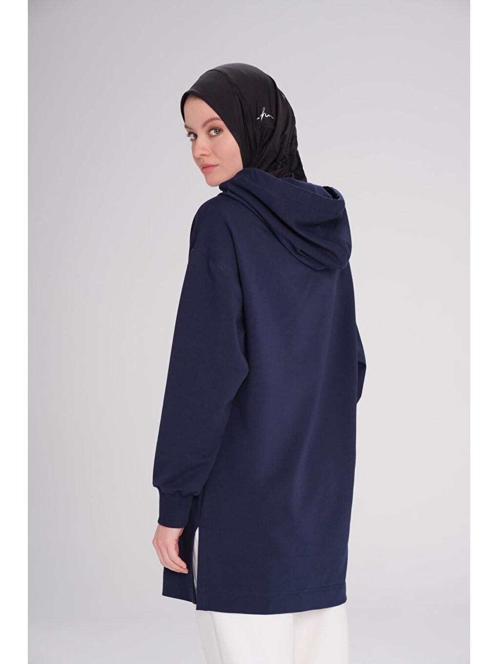 Yumuşak Dokulu Kapüşonlu Lacivert Basic Günlük Sweatshirt Act 23-5