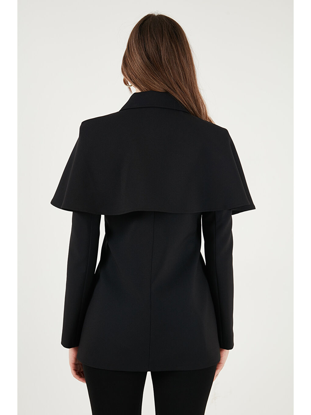 Siyah Regular Fit Pelerin Detaylı Düğmeli Ceket 6927687-7