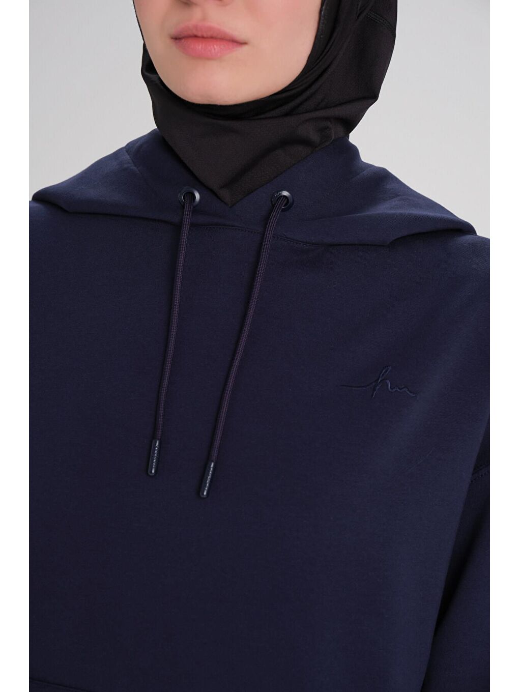 Yumuşak Dokulu Kapüşonlu Lacivert Basic Günlük Sweatshirt Act 23-6