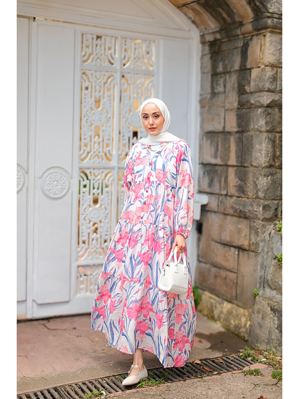 Kadın Flora Çicek Desenli Elbise Pembe-2