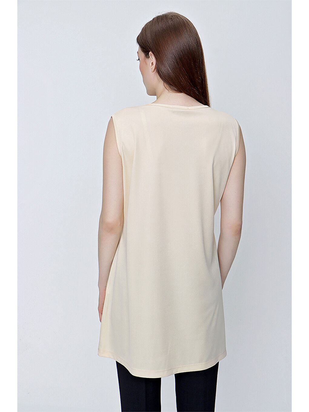 Bej Sıfır Kol Jüpon Tunik-5