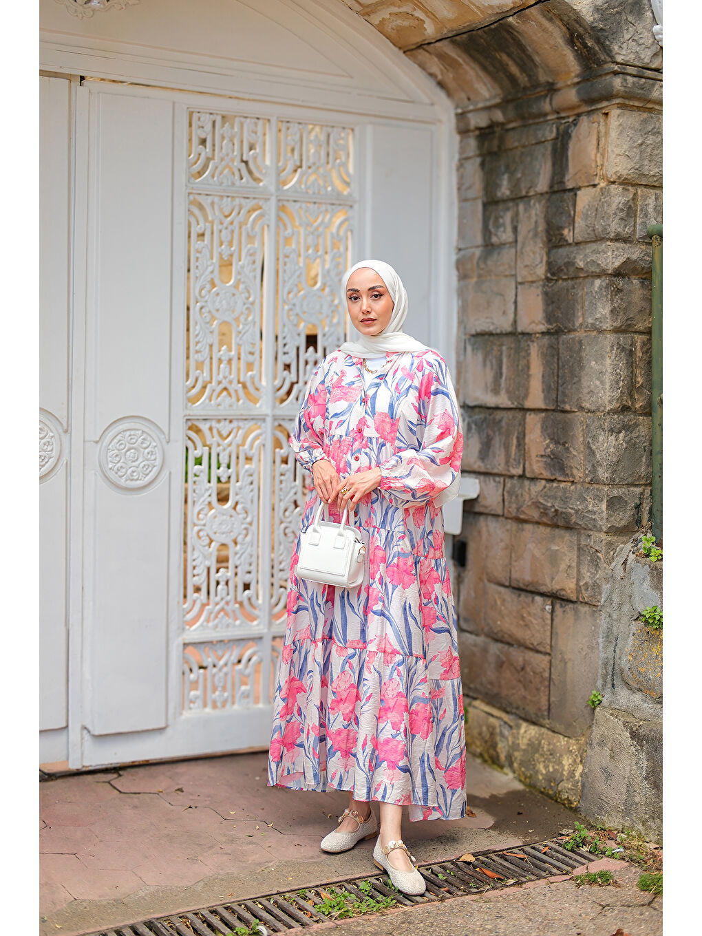 Kadın Flora Çicek Desenli Elbise Pembe-3