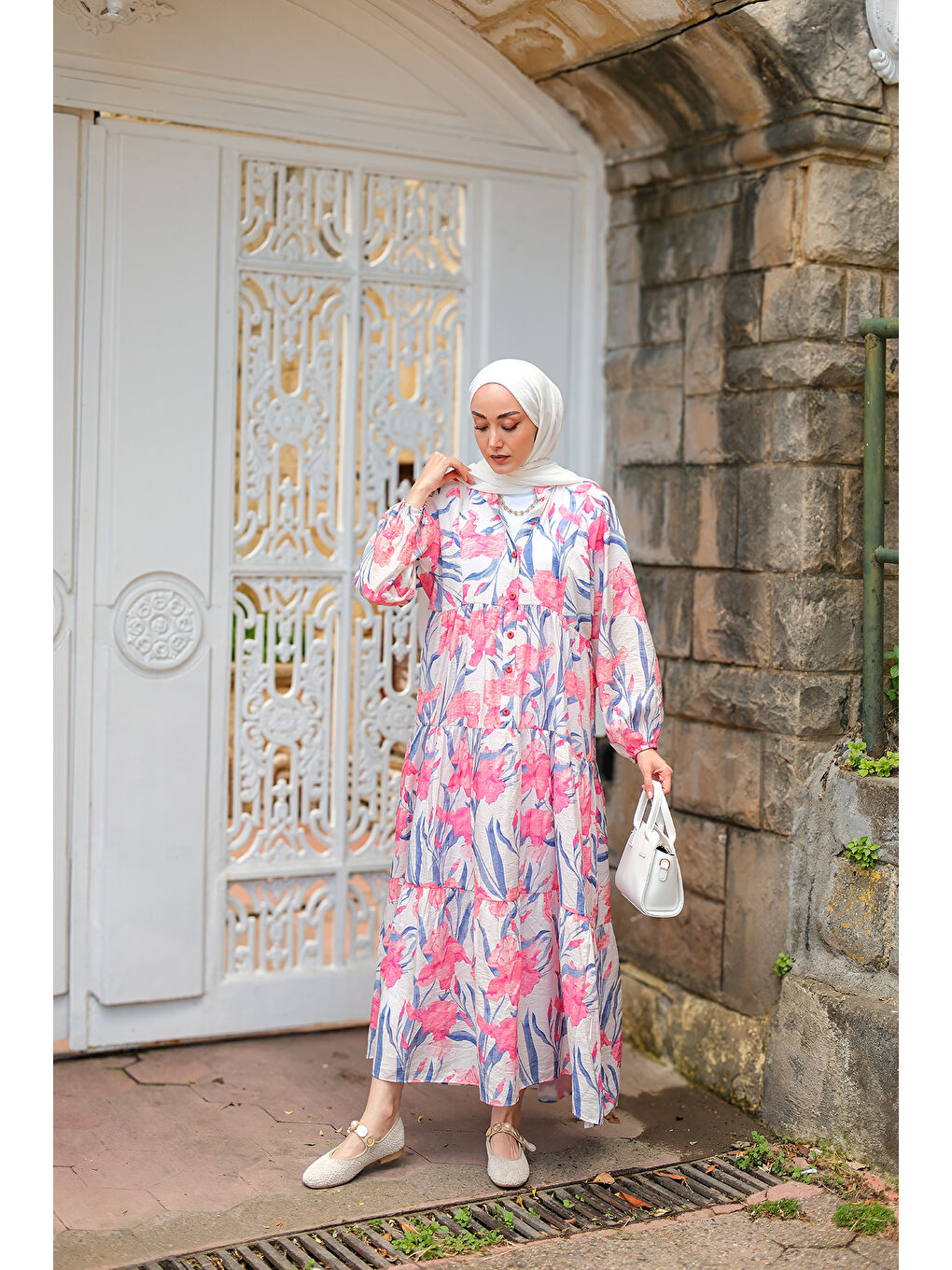 Kadın Flora Çicek Desenli Elbise Pembe-4