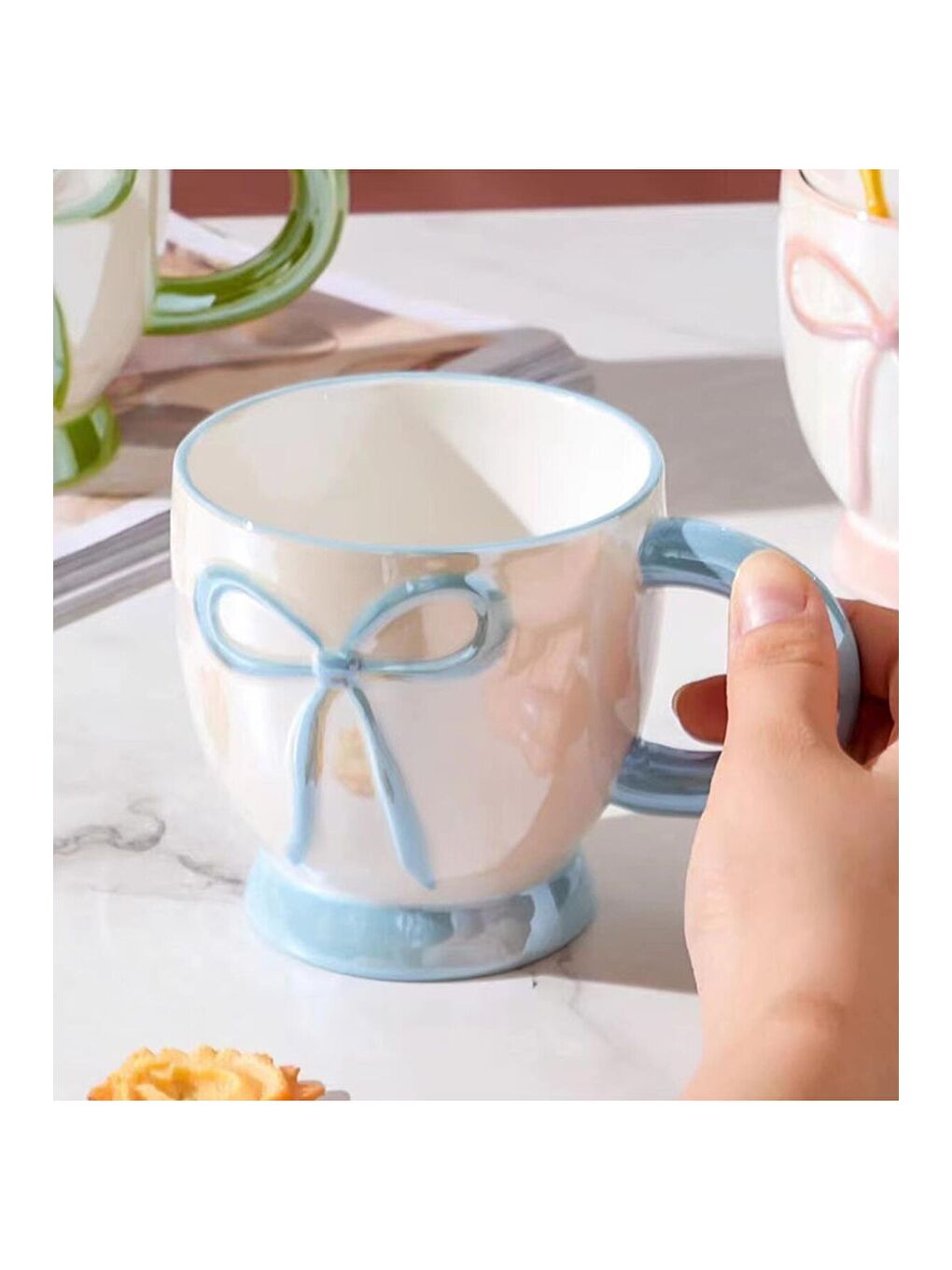 Karışık Pastel Fiyonk Temalı Seramik Kupa-1