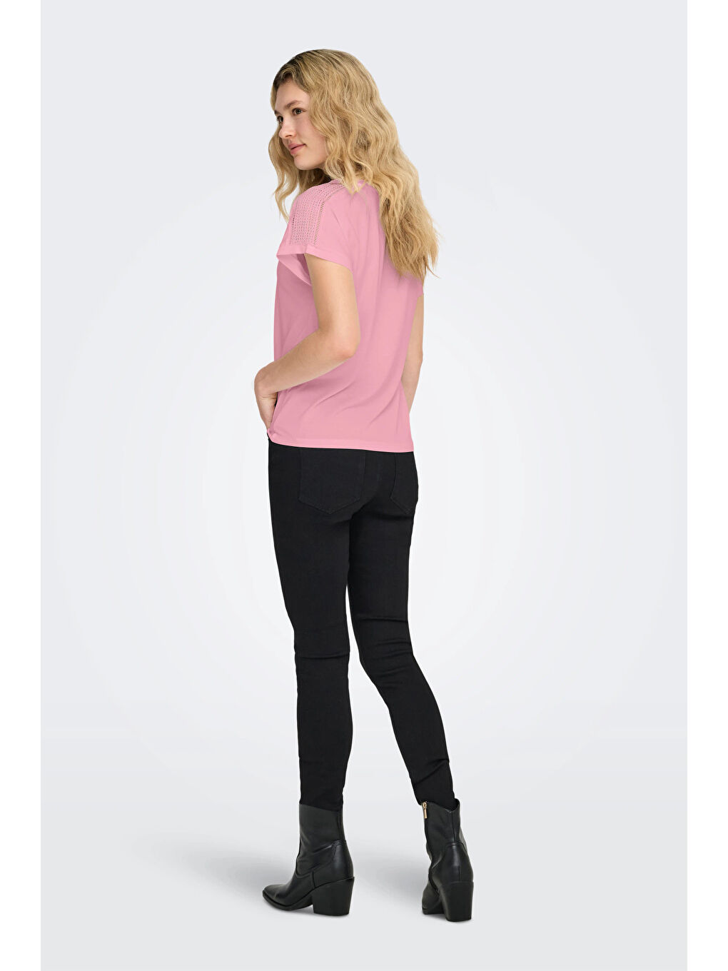 Pembe Onlfree Modal Regular Fit V Yaka Kadın T Shirt 15369294-1