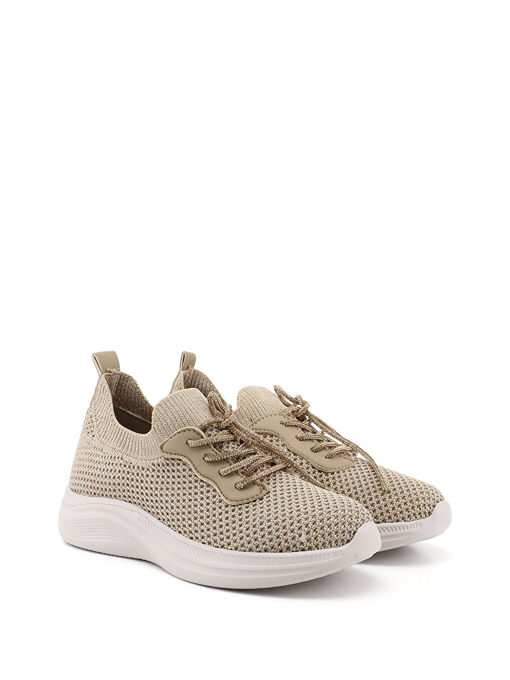 Bej Kadın AÇIK NUDE Triko Bağcıklı Memory Foam Tabanlıklı Comfort Sneaker-1