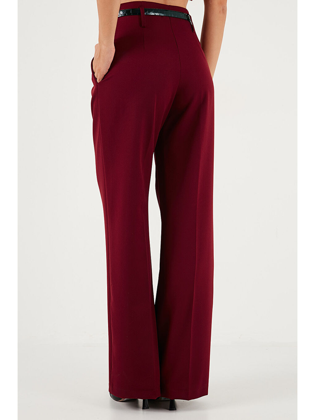 Bordo Wide Leg Yüksek Bel Geniş Paça Palazzo Pantolon 65271262-5