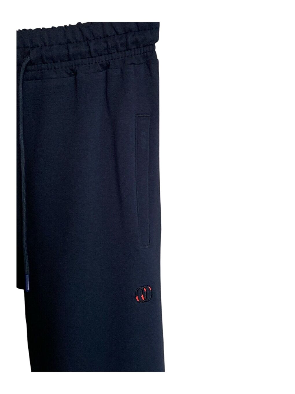 Lacivert Erkek Pamuklu Fermuarlı Cepli Yüksek Kalite Rahat Düz Paça Battal Büyük Beden Eşofman Altı-3