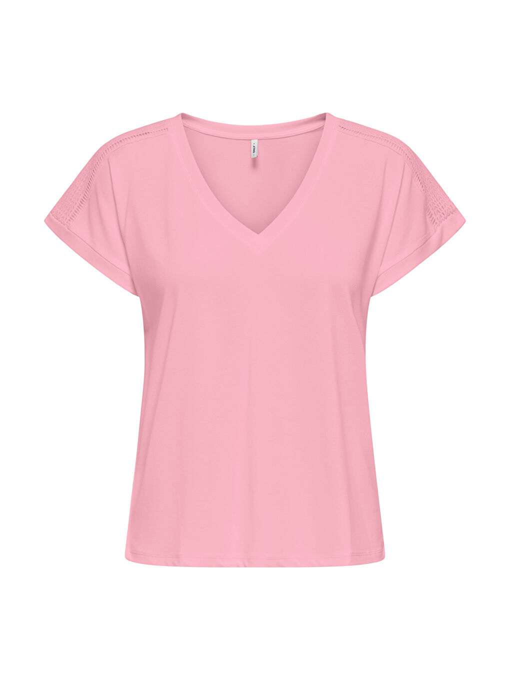 Pembe Onlfree Modal Regular Fit V Yaka Kadın T Shirt 15369294-2