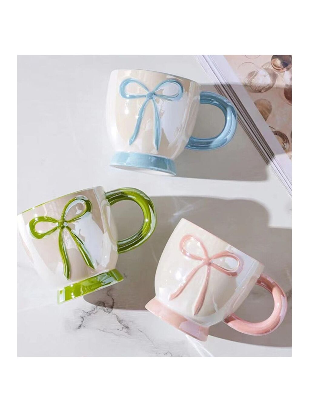 Karışık Pastel Fiyonk Temalı Seramik Kupa-2