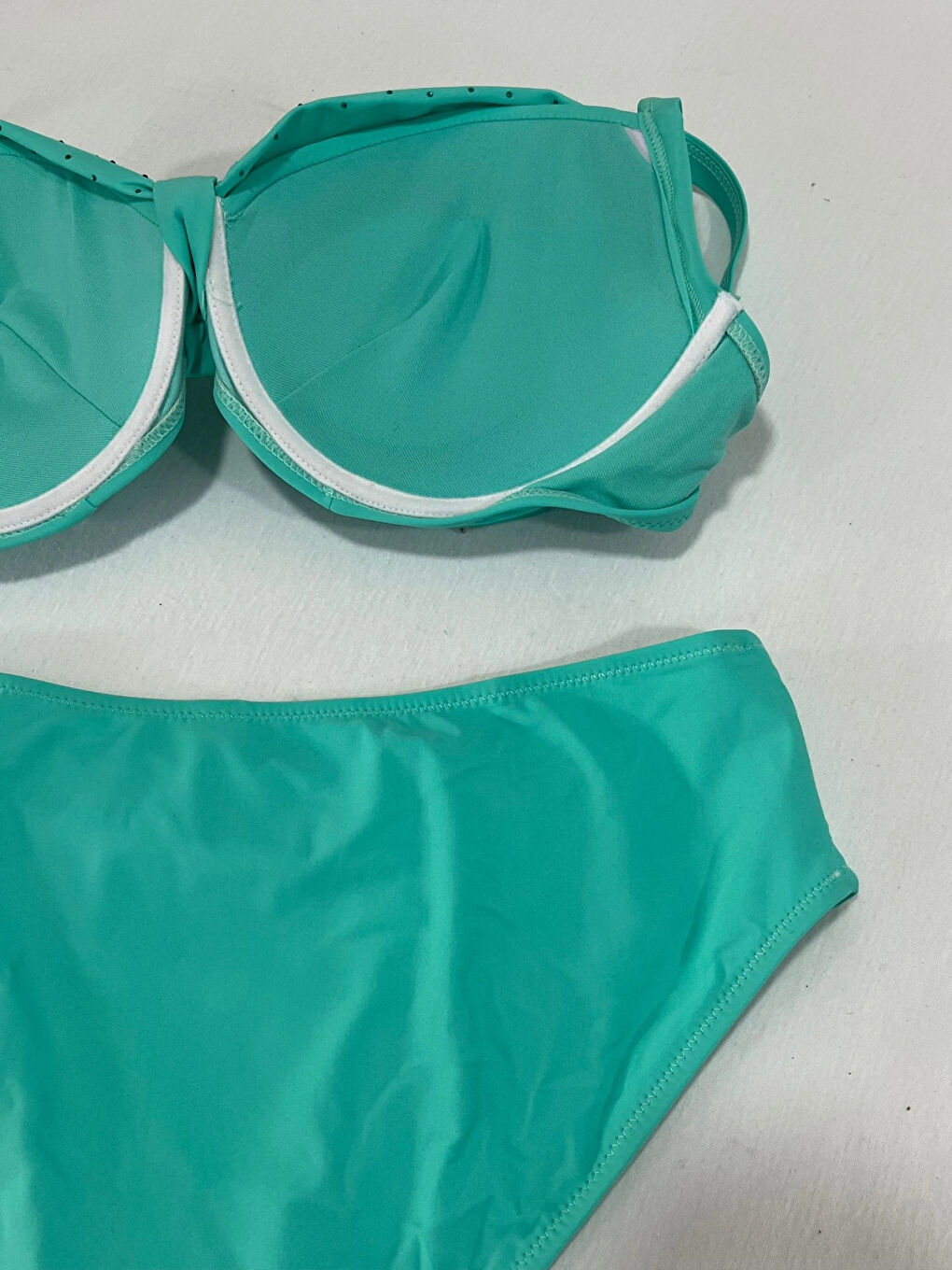 Kadın Turkuaz Taş İşlemeli Astarlı Büyük Beden Bikini Takımı HZL25S-LC01-4