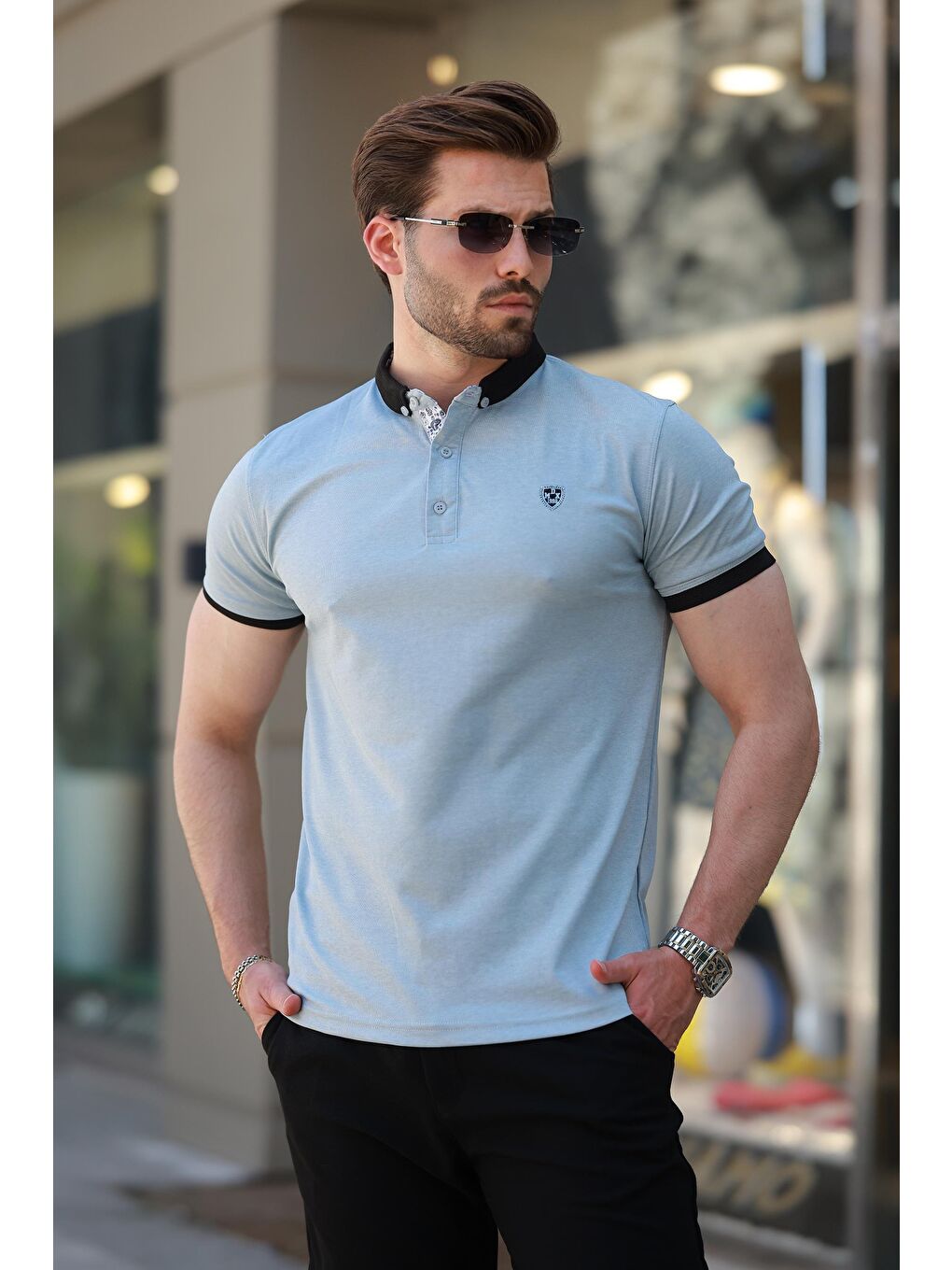 Mavi Polo Yaka Basic Erkek Tişört