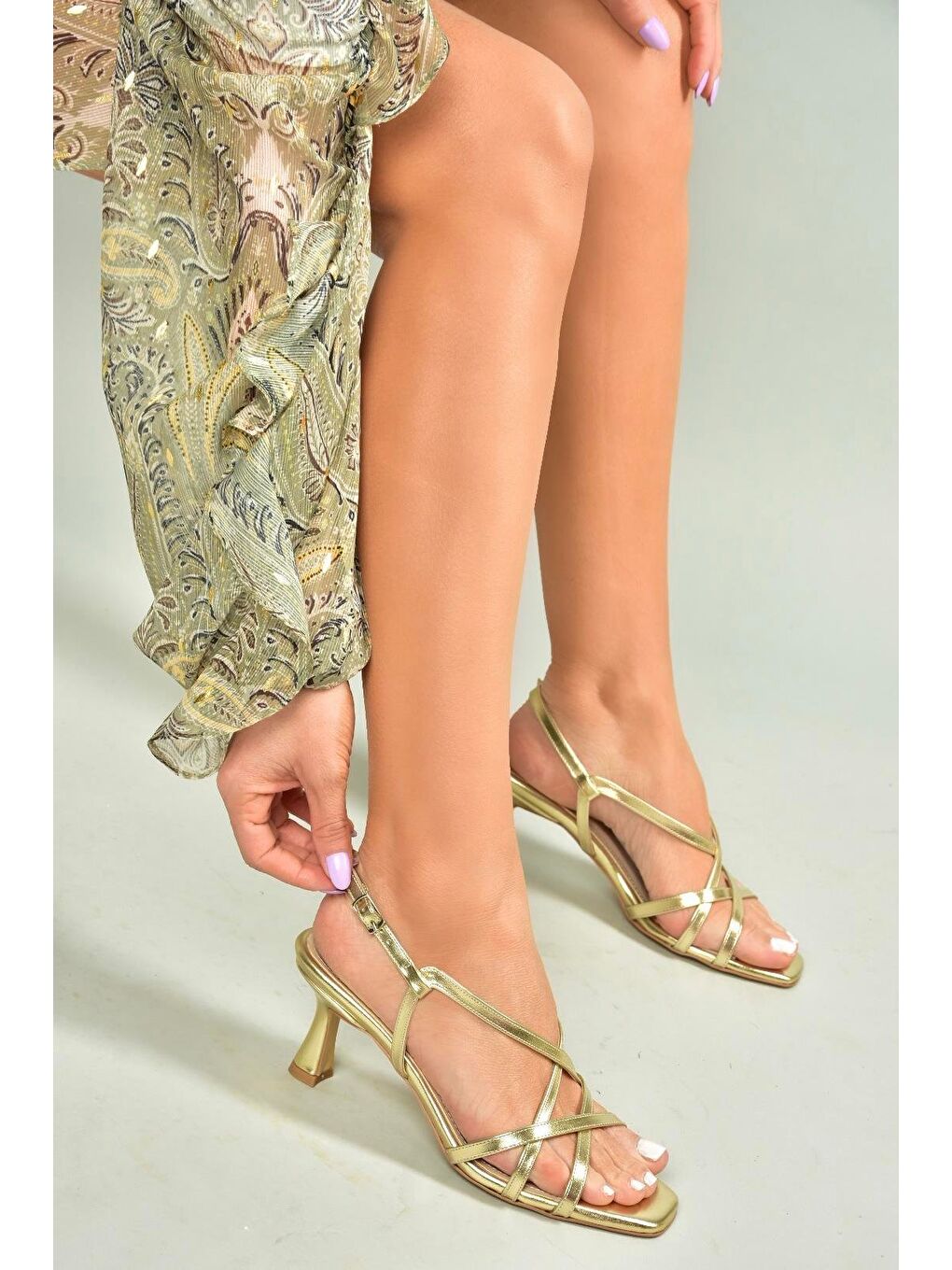 Sarı Altın Kadın Topuklu Ayakkabı U5695197-3