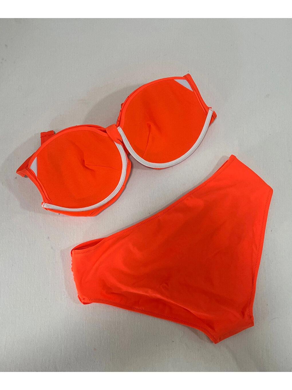 Kadın Turuncu Taş İşlemeli Astarlı Büyük Beden Bikini Takımı HZL25S-LC01-3