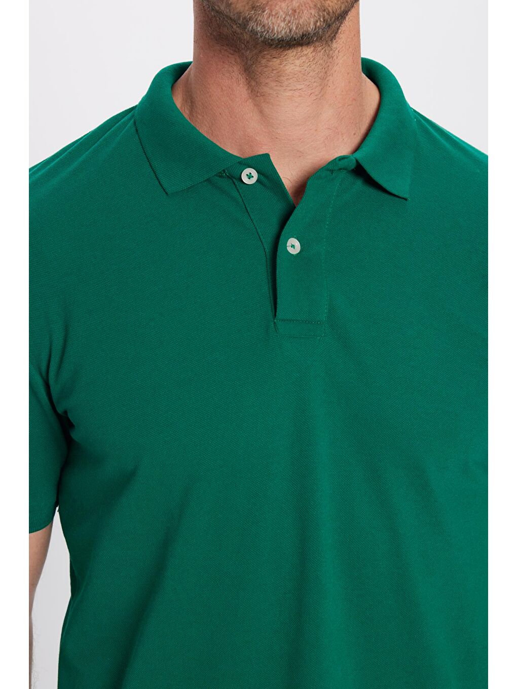 TUDORS Erkek Slim Fit Dar Kesim Pamuklu Yumuşak Dokulu Serin Tutan Kumaş Düz Pike Yeşil Polo Yaka Tişört - 2