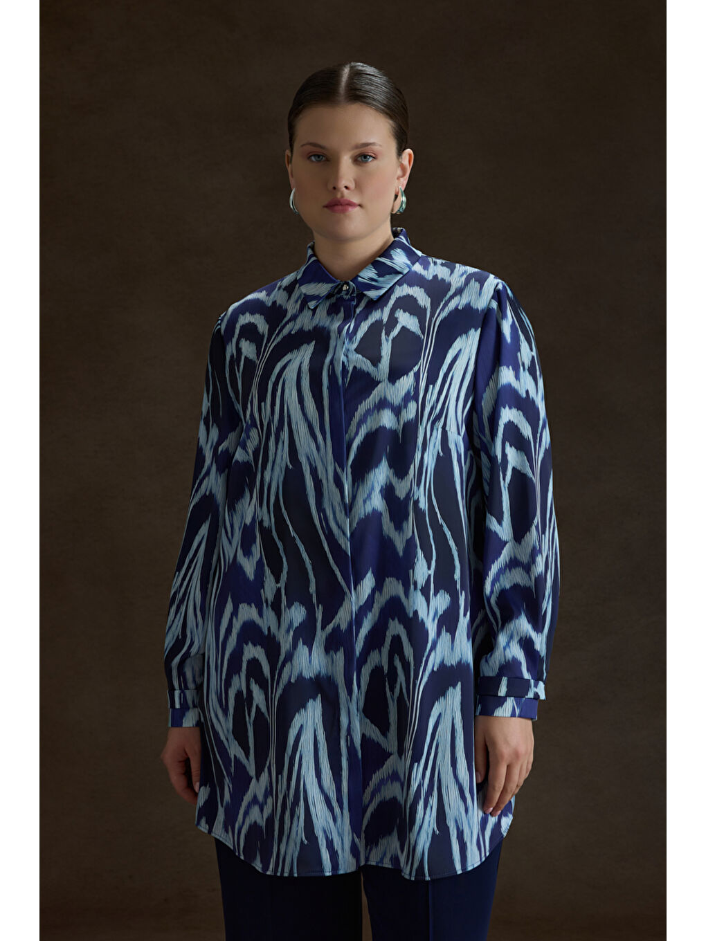 Lacivert Desenli Tunik-1