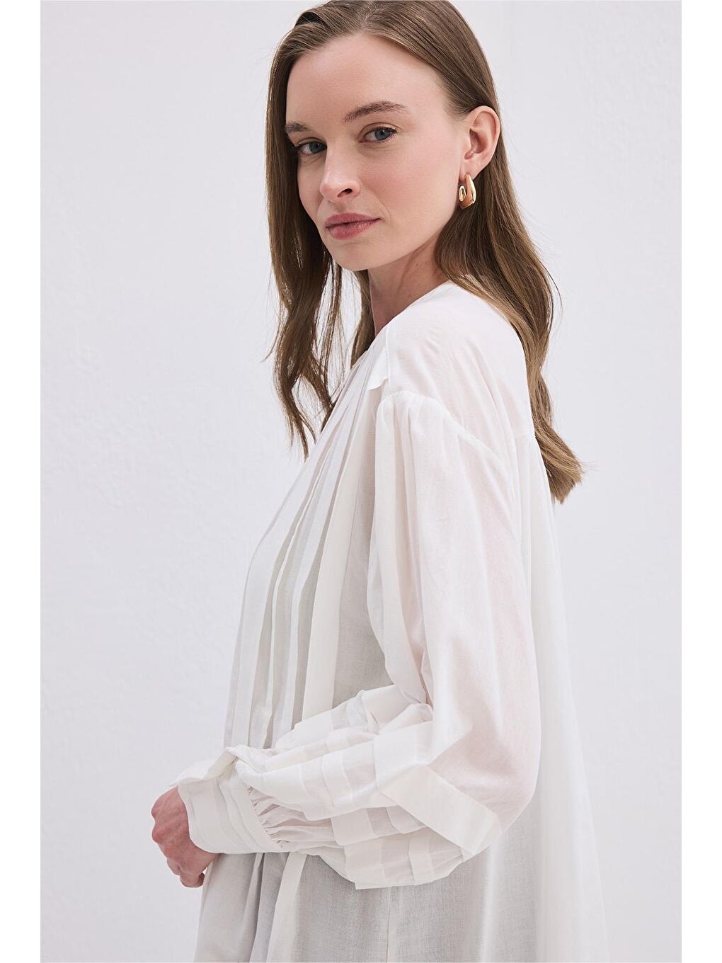 Henri Vual Nervürlü Gömlek Ekru-2