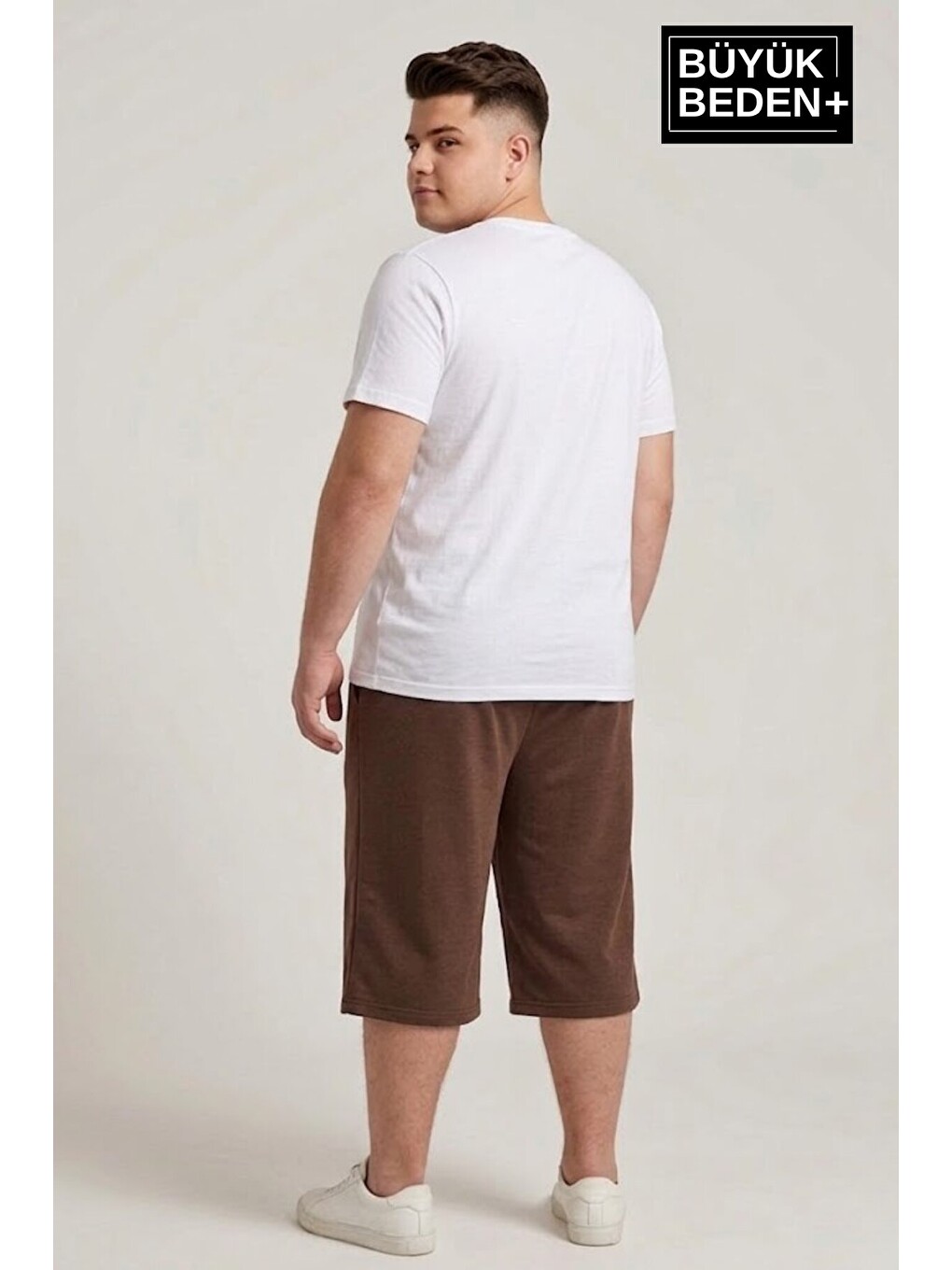 Kahverengi Büyük Beden Erkek Şort New York Baskılı Rahat Kalıp 3XL-6XL SPR26BSR591-05-1