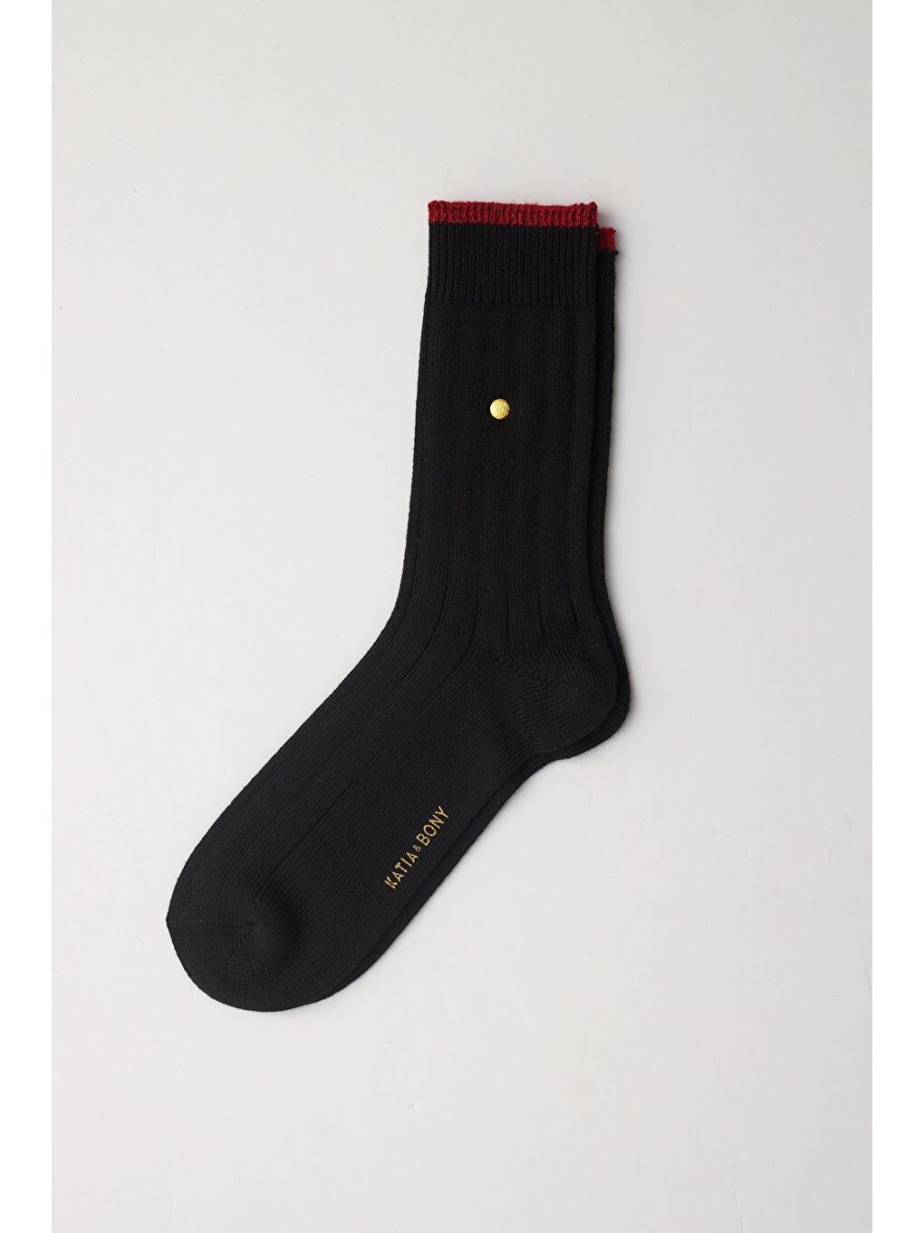 Erkek Zımbalı Ekose Soket Çorap Siyah-Bordo