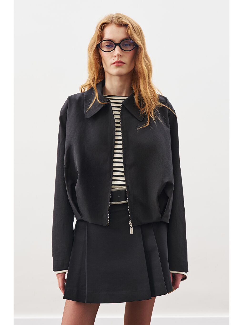 Ekoseli Bomber Ceket Siyah-2