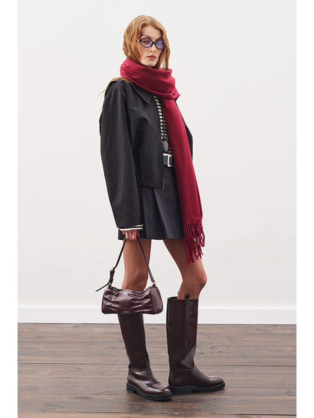 Ekoseli Bomber Ceket Siyah-5