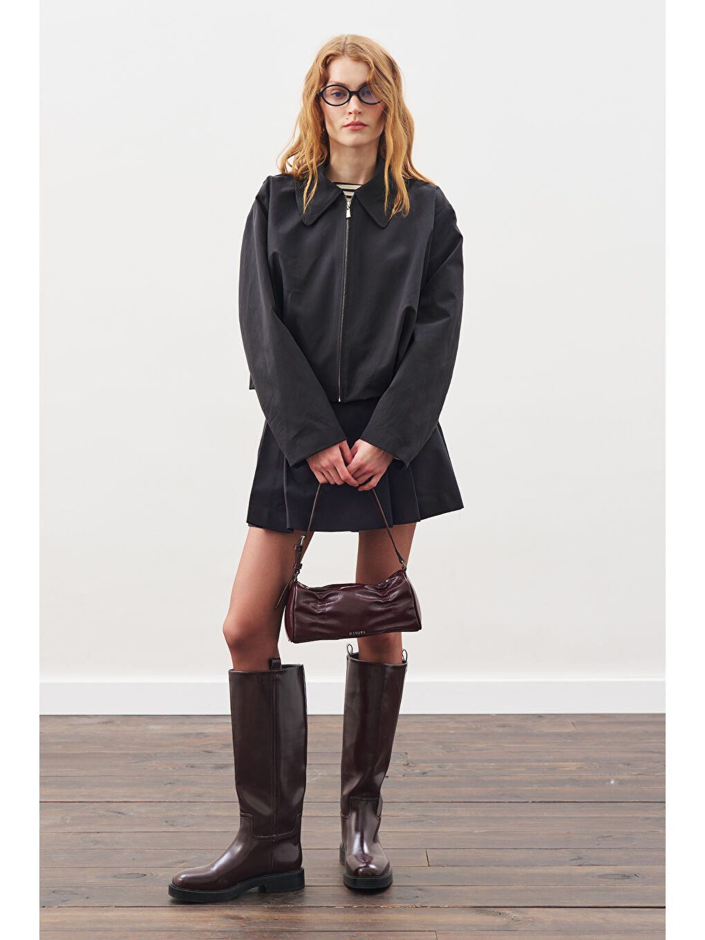 Ekoseli Bomber Ceket Siyah-6