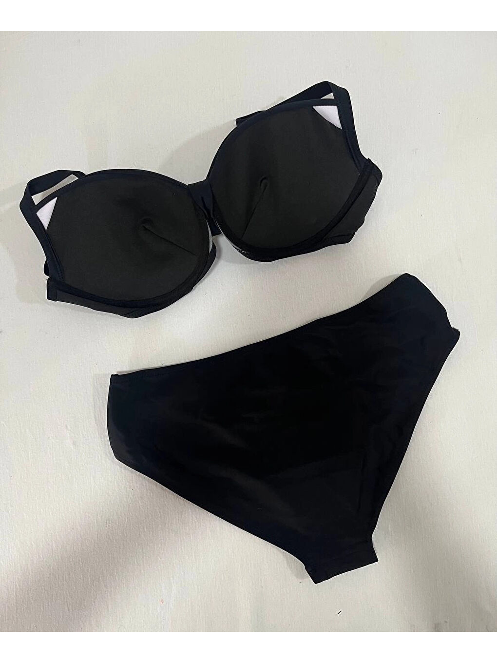 Kadın Siyah Taş İşlemeli Astarlı Büyük Beden Bikini Takımı HZL25S-LC01-3