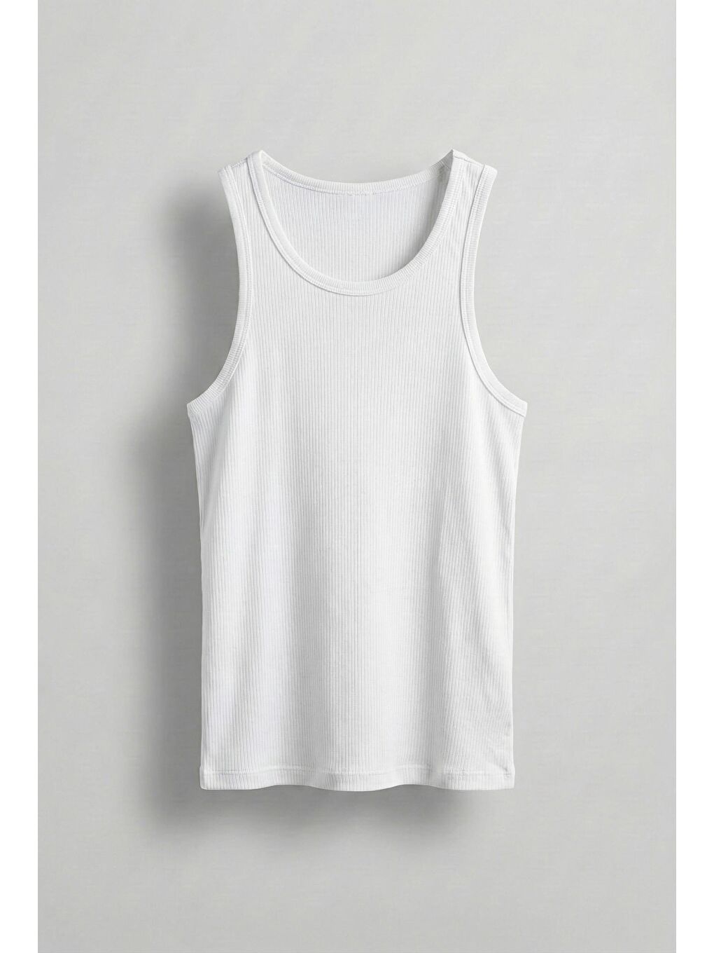 Erkek Basic Fitilli Kumaş Sporcu Atlet Beyaz-1