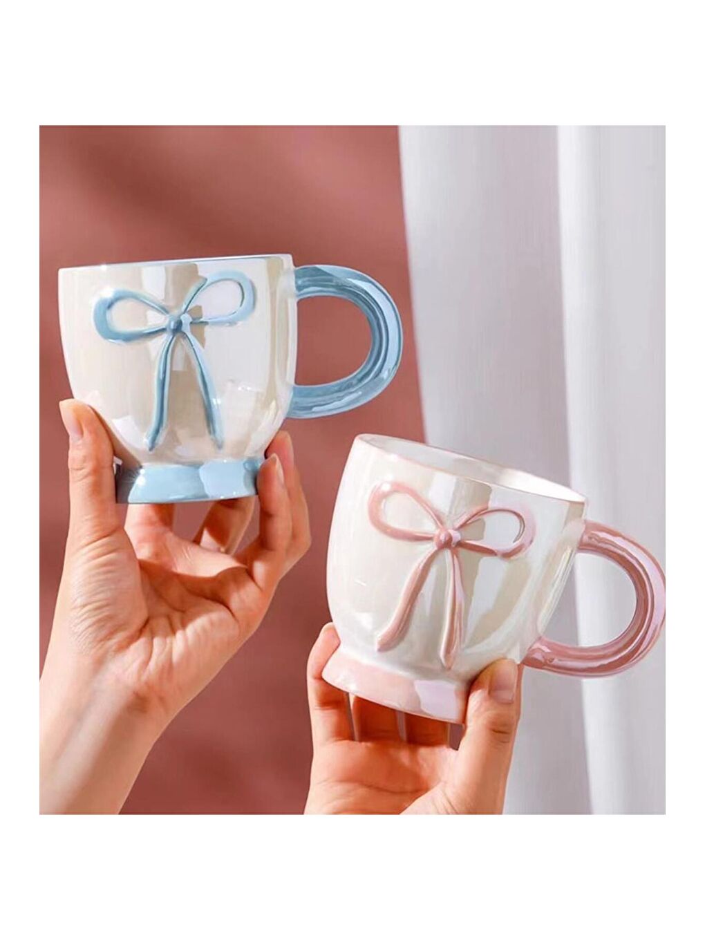 Karışık Pastel Fiyonk Temalı Seramik Kupa-5