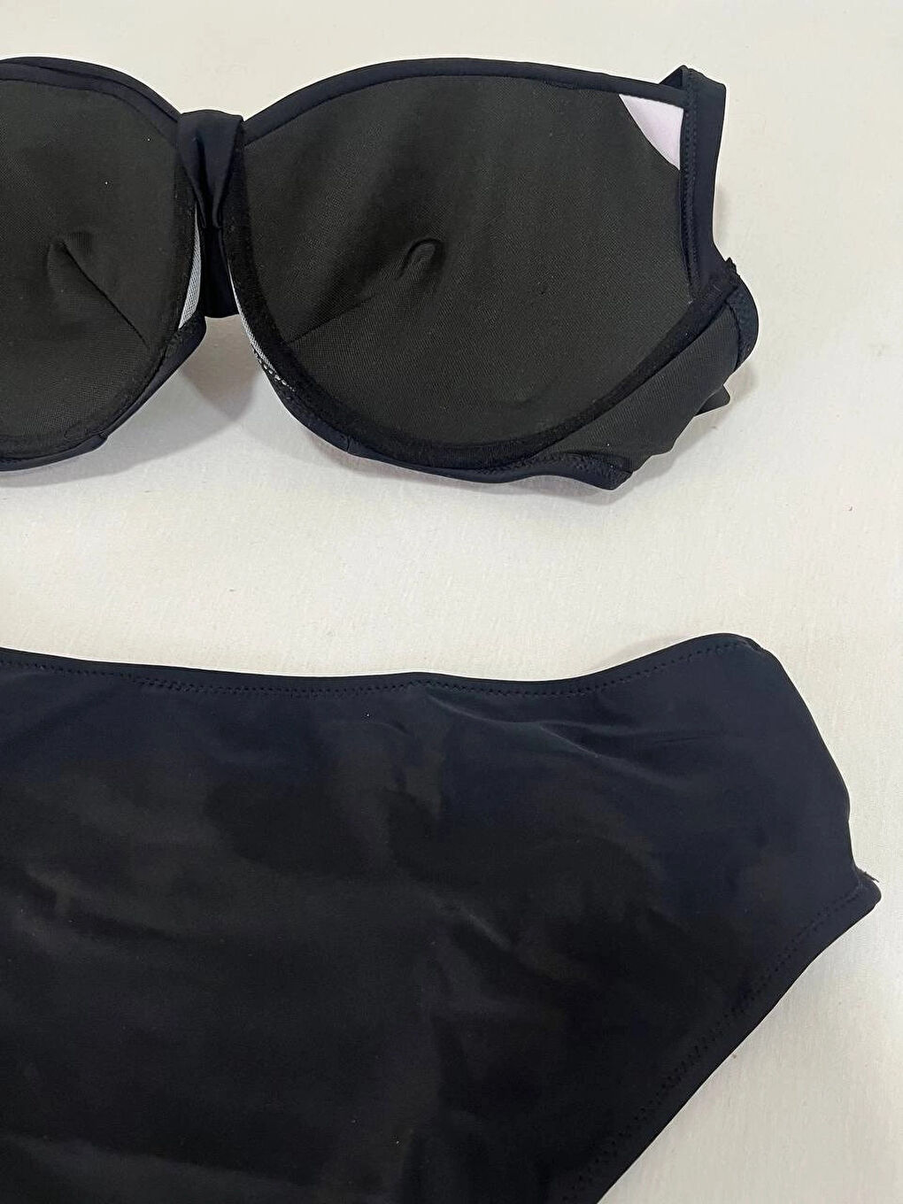 Kadın Siyah Taş İşlemeli Astarlı Büyük Beden Bikini Takımı HZL25S-LC01-4