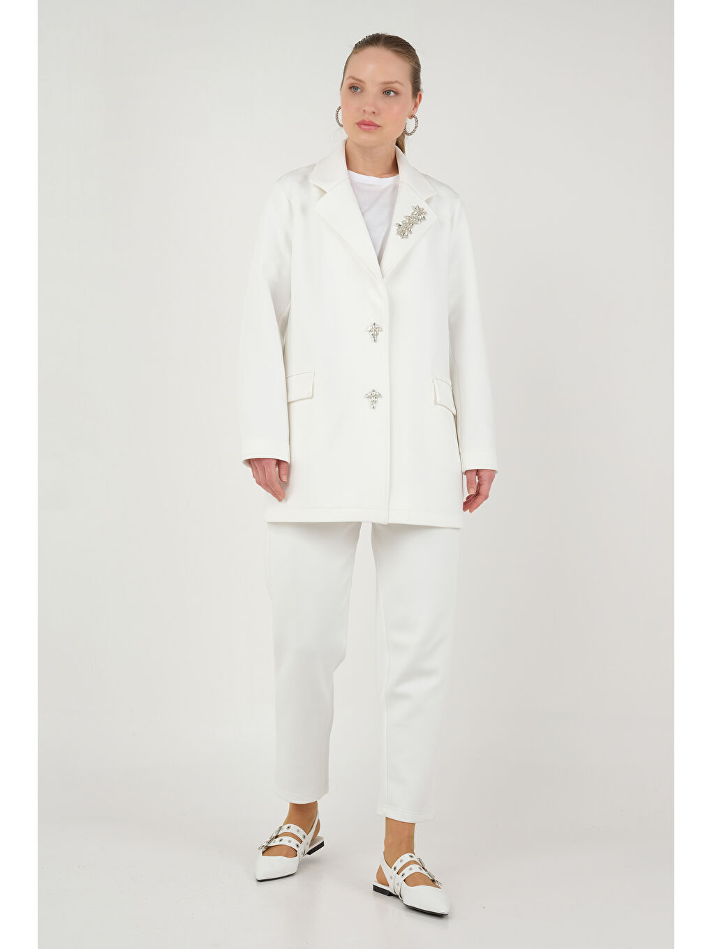 Scuba Ceket Kırık Beyaz-3