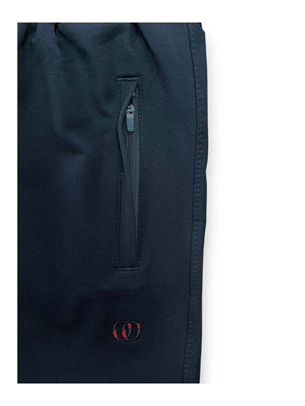 Siyah Erkek Pamuklu Fermuarlı Cepli Yüksek Kalite Rahat Düz Paça Battal Büyük Beden Eşofman Altı-1