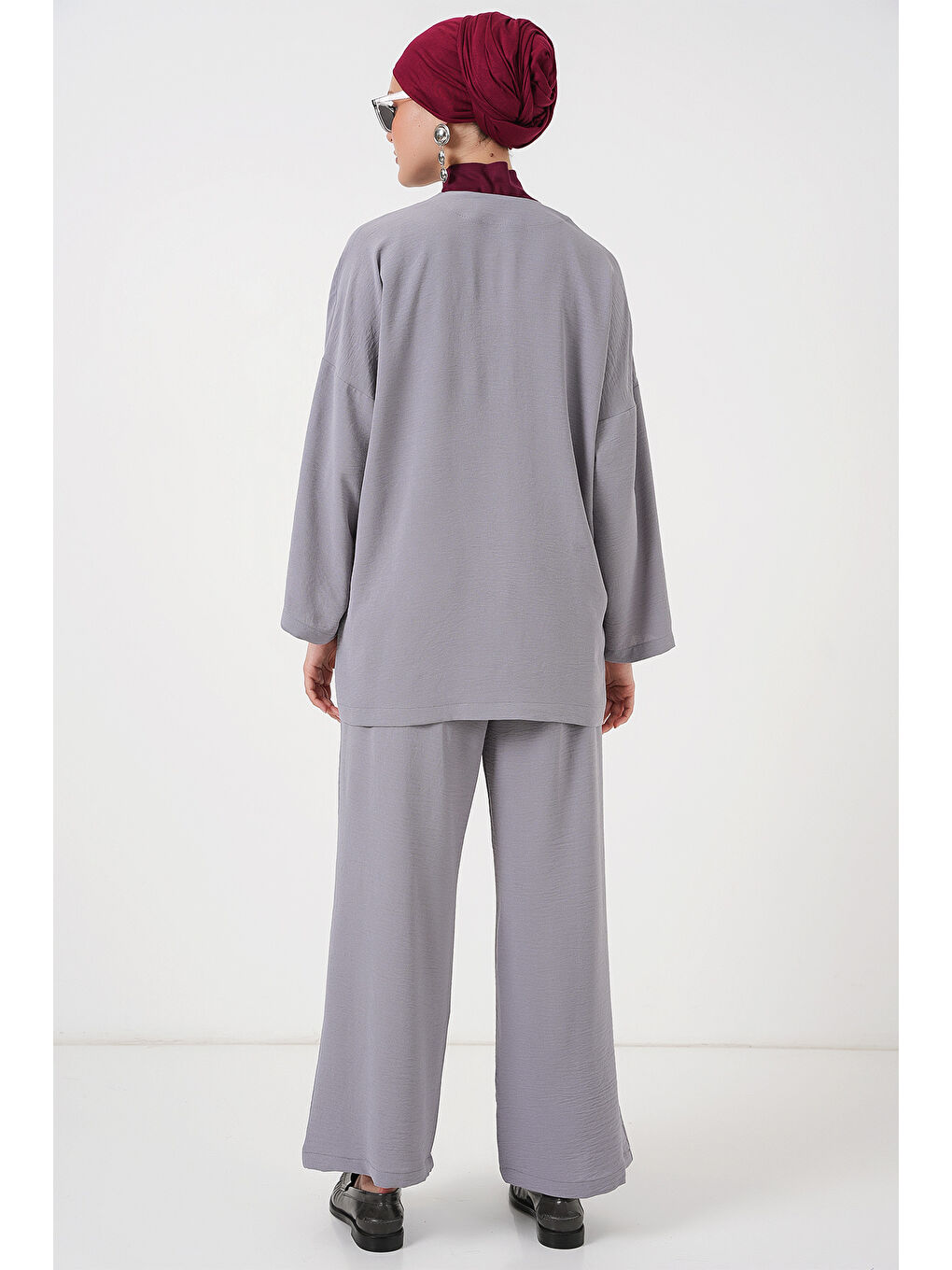 Kadın Ayrobin Kimono Pantolon İkili Takım 6739 - Gri-5