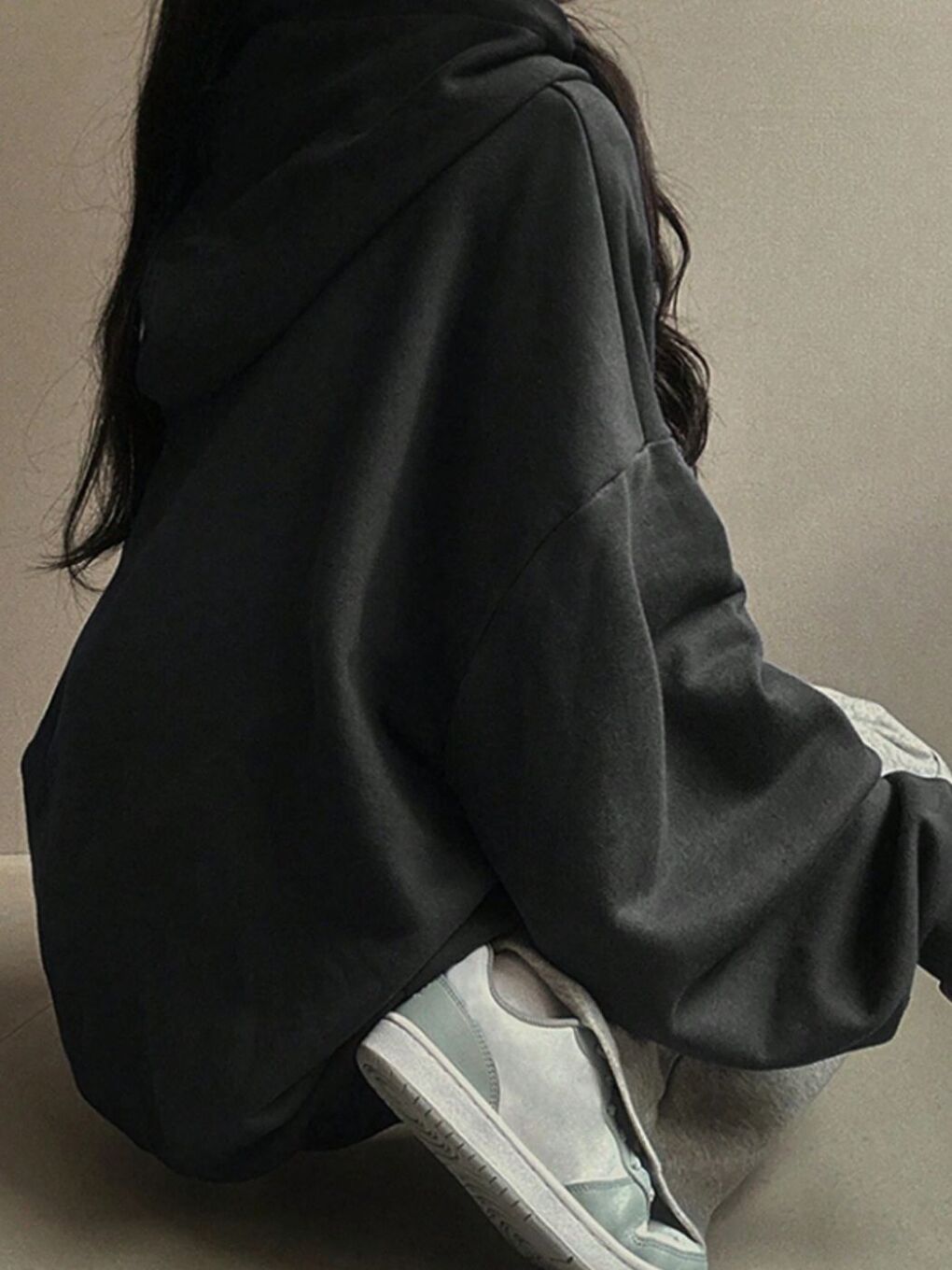 Lacivert Kadın Laci Retro Baskılı Kapüşonlu Sweatshirt-1