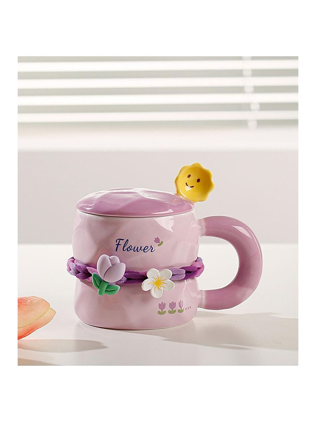 Karışık Çiçek Bahçesi Temalı Seramik Kupa-2