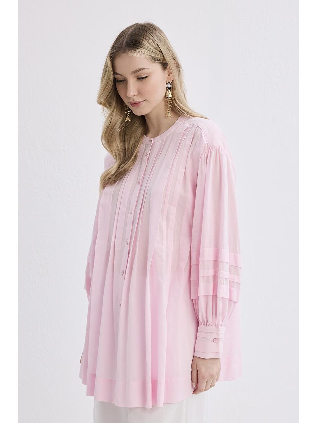 Henri Vual Nervürlü Gömlek Pembe-1