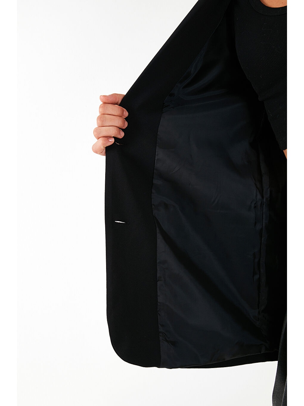 Siyah Relaxed Fit Mono Yaka Cepli Blazer Ceket 611BC00132-5