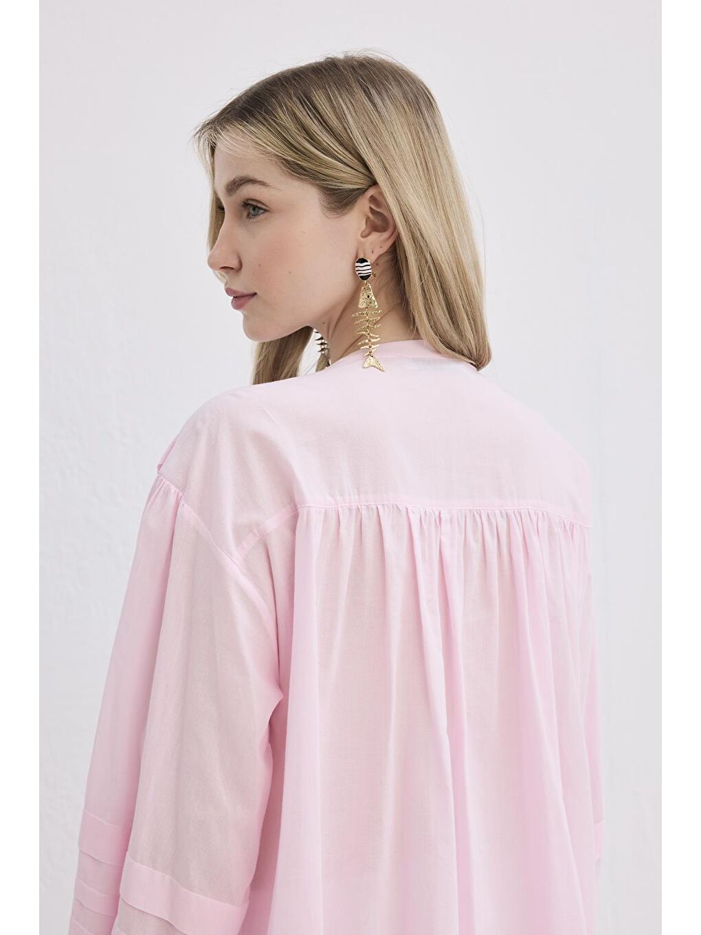 Henri Vual Nervürlü Gömlek Pembe-4