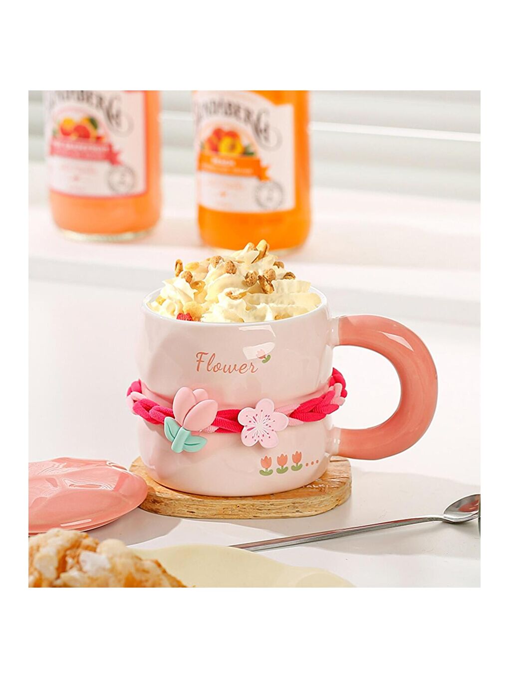 Karışık Çiçek Bahçesi Temalı Seramik Kupa-3