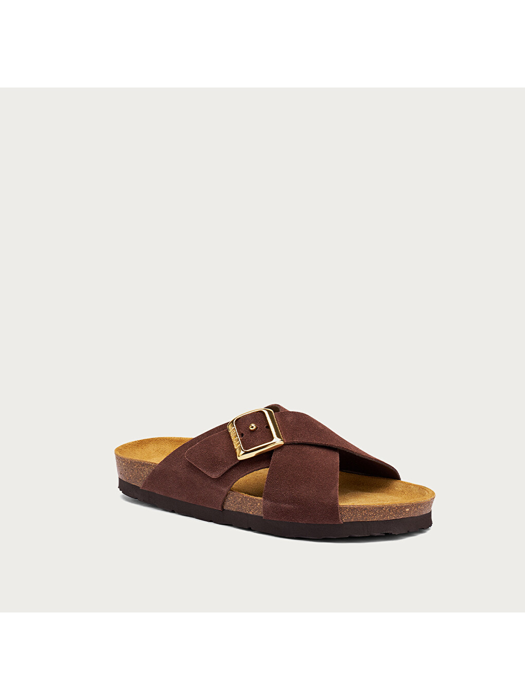 Kahverengi Kadın Terlik 17B3 VELOUR-S SUEDE CROSSOVER-STRAP SLIDERS-1