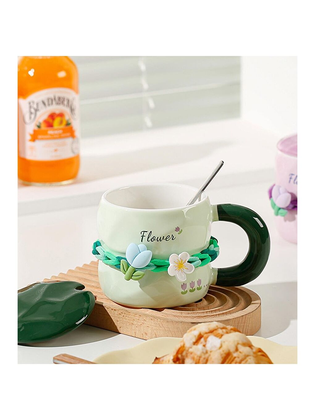 Karışık Çiçek Bahçesi Temalı Seramik Kupa-4